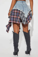 Rad In Plaid Skirt - Medium Wash