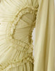 crinkle chiffon gathered maxi dress with micro ruffles in olive green