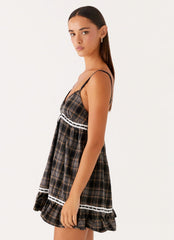 Gretta Mini Dress Brown Check