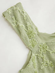 U-neckline Floral Knotted Mini Dress