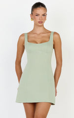 Zaria Mini Dress - Panel Dress in Sage