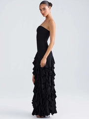 Party Dress Off The Shoulder Ruffles Asymmetrical Maxi Dress