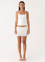 Siren Beaded Sequin Mini Skort White
