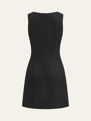 Tweed Sleeveless Button Mini Dress