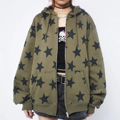 Vintage Gothic Fashion Stylish Stars Print Hoodie