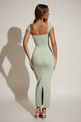 Sweetheart Neckline Maxi Dress In Sage Green