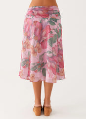 Valley Midi Skirt Pink Floral