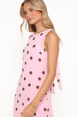 Keani Maxi Dress - Pink Polka Dot