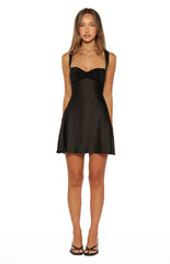 Jazzy Black Contrast Rhinestone Mini Dress