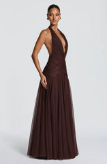 Cleo Maxi Dress - Plum Brown