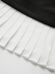 Pleated Hem Panel Asymmetric Metal Detail Mini Dress