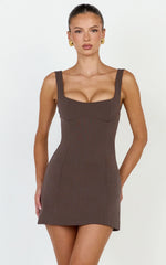 Zaria Mini Dress - Panel Dress in Mocha