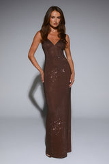 LUXE Diamond Diaries Maxi Dress Chocolate