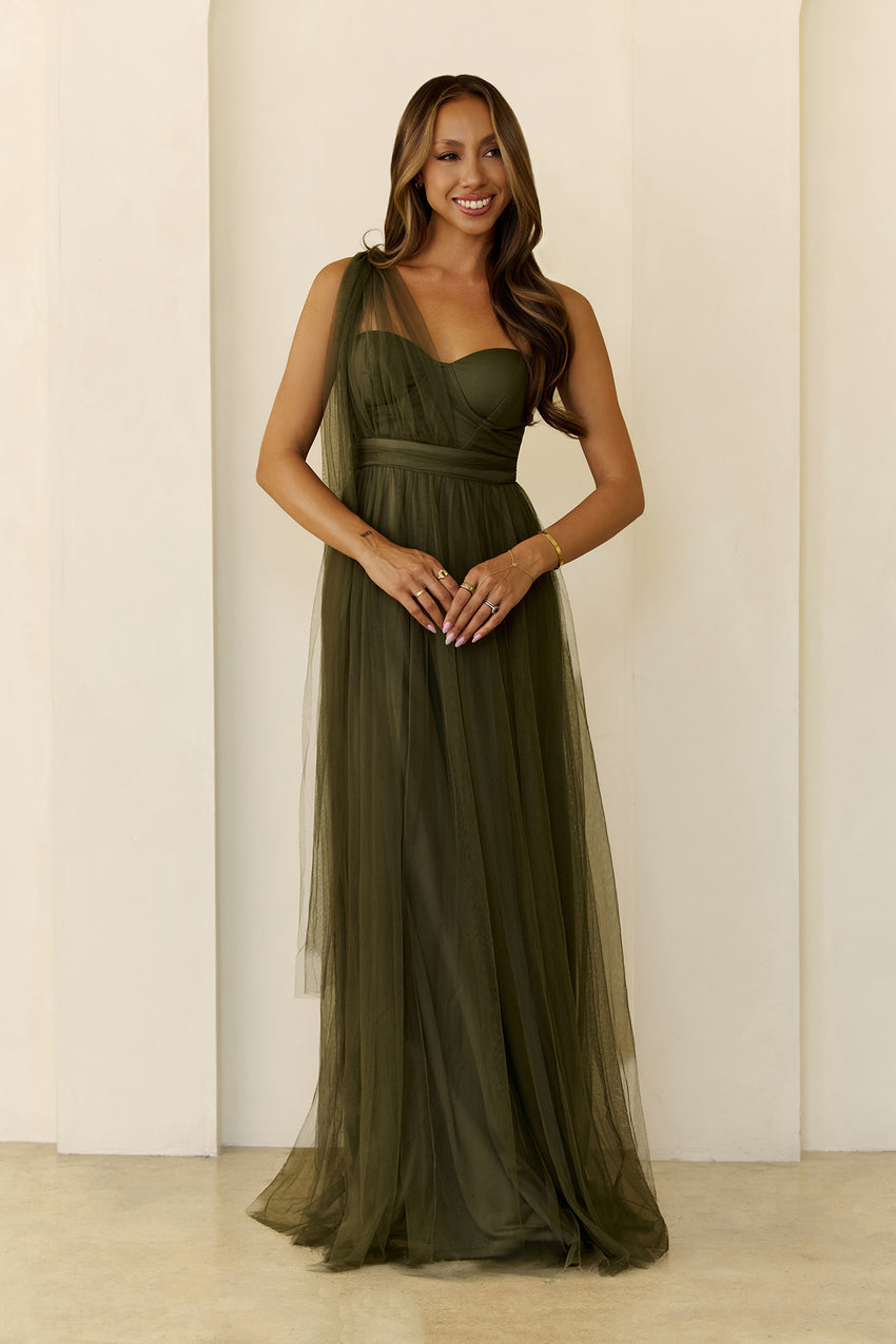 Perfect Poise Mesh Maxi Dress Olive