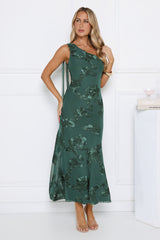 Tender Muse One Shoulder Maxi Dress Teal
