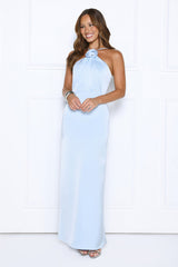Effortless Prestige Satin Maxi Dress Blue