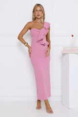 City Girl Energy One Shoulder Maxi Dress Pink