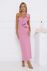 City Girl Energy One Shoulder Maxi Dress Pink