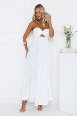 Dance Floor Darling Pleated Strapless Maxi Dress White