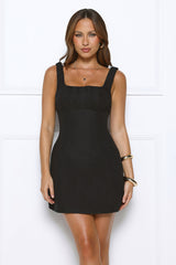 Miss Chic Square Neck Mini Dress Black