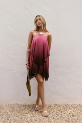 Daydream Diva Halter Mesh Mini Dress Plum