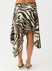 Kia Low Rise Asymmetrical Midi Skirt Zebra