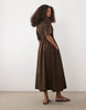 Threadbare cotton poplin short sleeve midi dress in chocolate brown