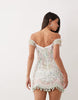 ASOS LUXE mini dress with butterfly and heart embellishment in sage and blush