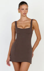 Zaria Mini Dress - Panel Dress in Mocha