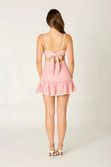 Contrast Trim Lace Mini Dress