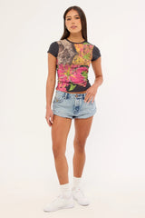 Neovision Grimrose Baby Tee Washed Black