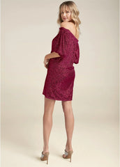 Sequin Off The Shoulder Dress Red