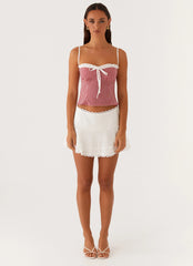 Palmer Ruffle Bustier Top Red Gingham