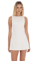 High Neck Dress in White