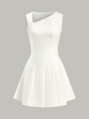 Asymmetric Neckline Flare Dress
