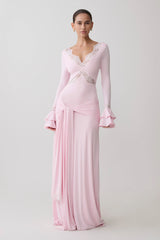 Electra Slinky Lace Maxi Dress Ballet Pink