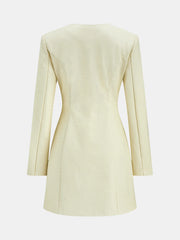 Floral Metal Button Faux Leather Mini Dress