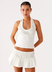 Vegas Nights Low Rise Skort White