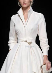 Plus Size Simple Solid Color Stand Collar Exra Large Hem Shirt Dress