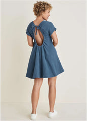 Short Sleeve Gauze Mini Medium Blue