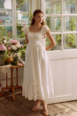 Antoinette Cotton Eyelet Lace Midi Dress