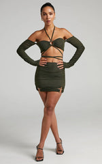 By Dyln - Flynn Mini Skirt in Dark Green