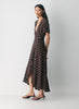 Crepe midi wrap dress with polka-dot pattern