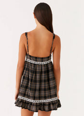 Gretta Mini Dress Brown Check