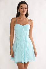 Katalia Ruffle Mini Dress Aqua