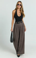 Clarke Pants - High Waist Wide Leg Pants in Slate