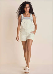 V Back Denim Overalls White Denim