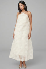 Eamon Neckless Backless Mesh Midi Dress