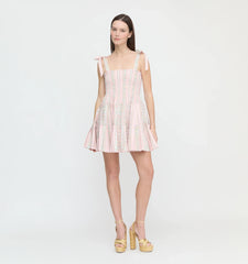 Couturebudthe Hill House X La Coqueta Ribbon Charlotte Nap Dress - Pink Floral Stripe