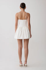 Emary Applique Denim Bustier Mini Dress - White